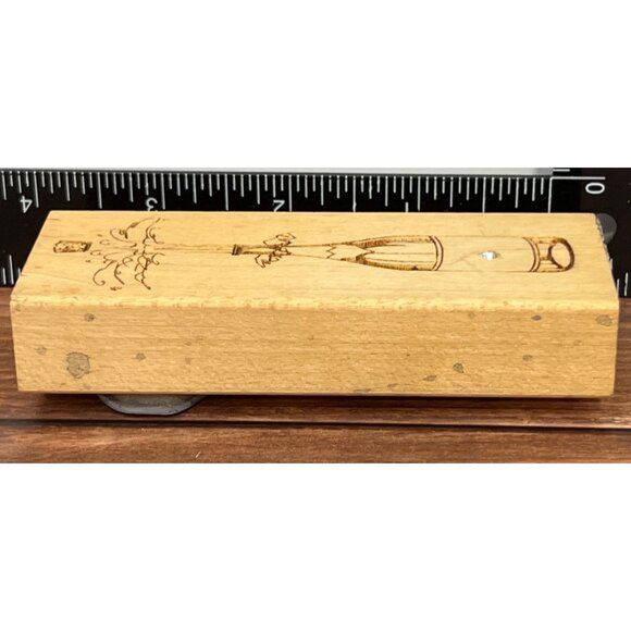 RARE Vintage Champagne Bottle E510 BY DIAMONDS WOOD MOUNTED Rubber Stamp - Picture 6 of 6